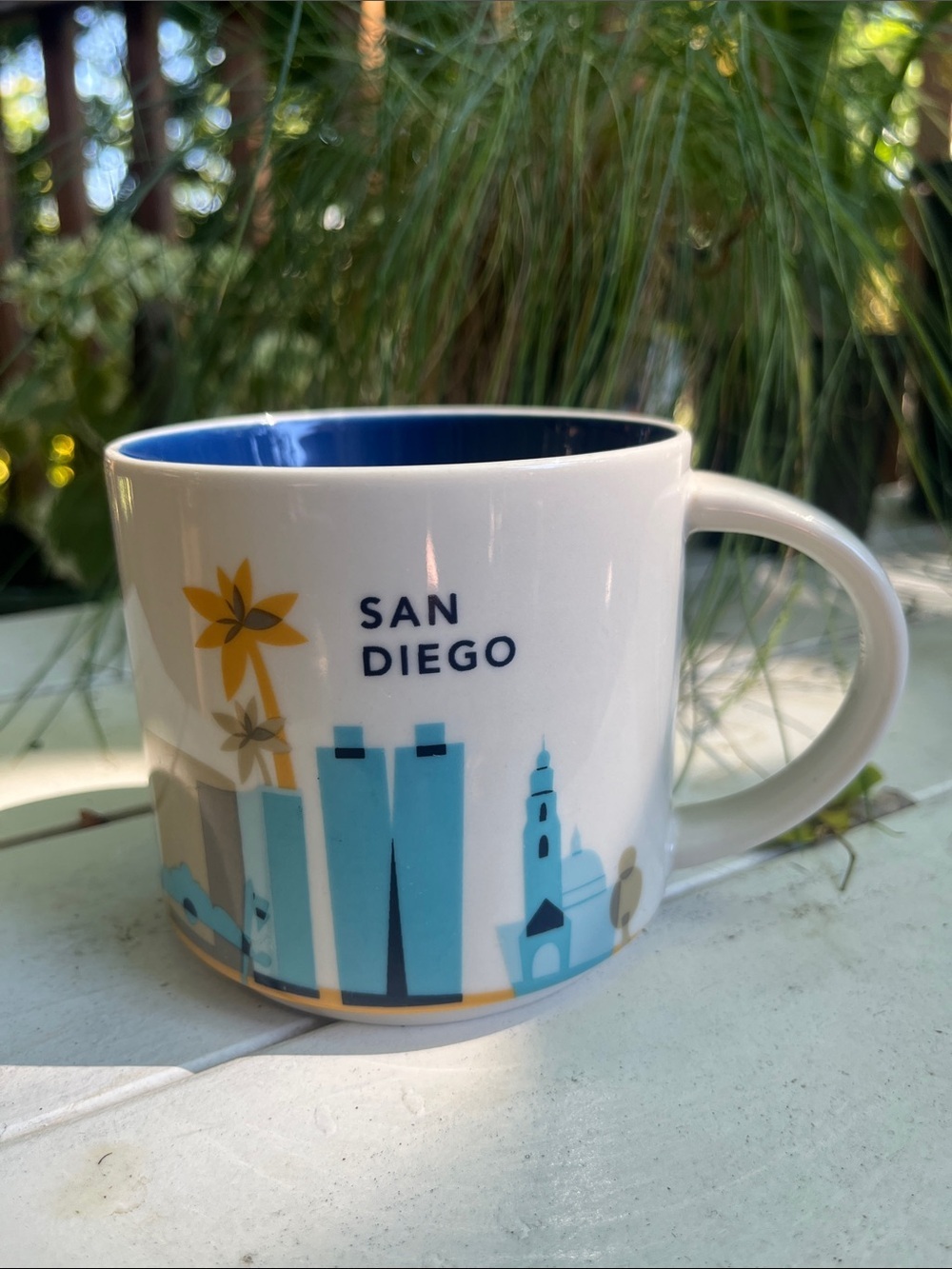 San Diego Ceramic Coffee Mug - White with Blue Interior Starbucks “YOU ARE HERE”
